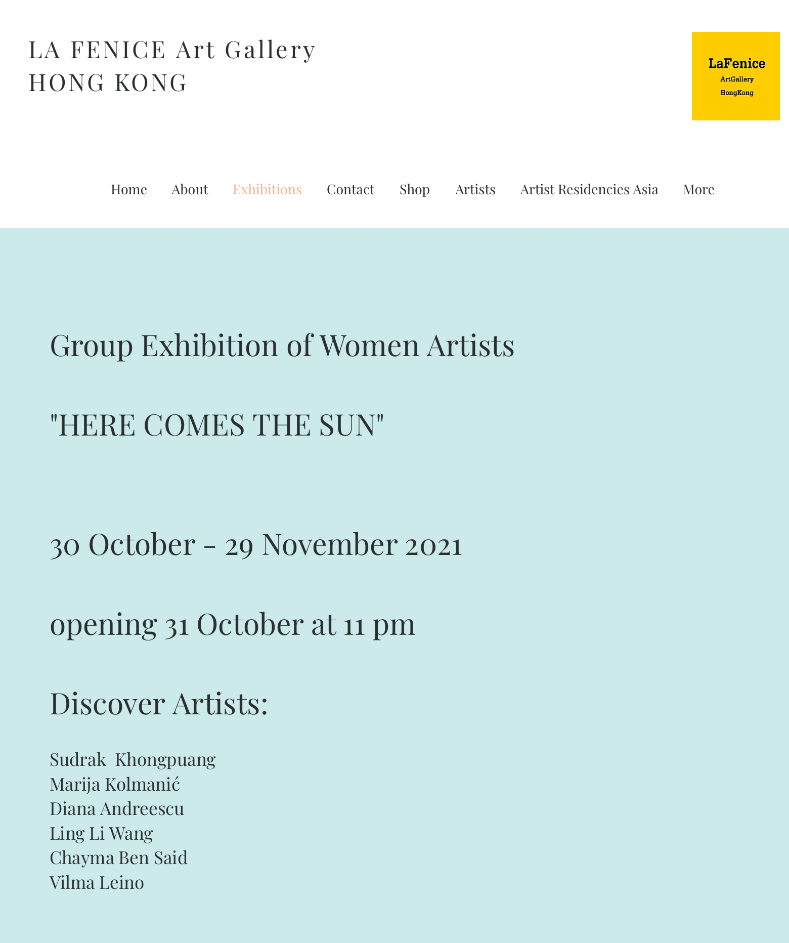 “HERE COMES THE SUN”, La Fenice Art Gallery, Hong Kong